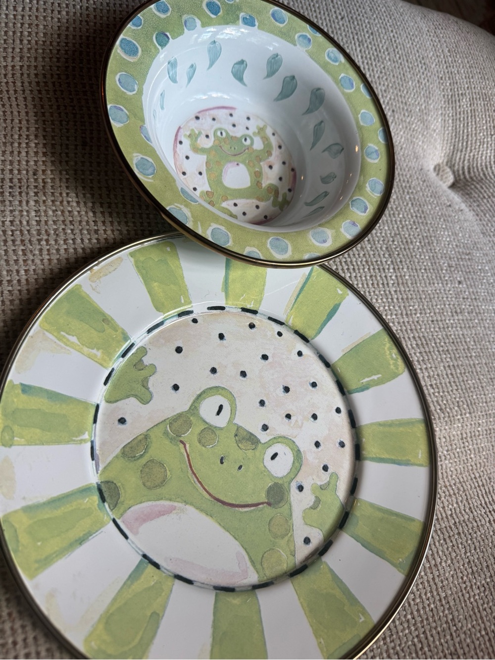 Frog Ceramic Plate and Bowl Set - Green